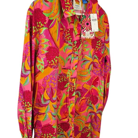 Farm Rio x Anthropologie Long-Sleeve Printed Collared Romper, Oversized, Small - Picture 9 of 10